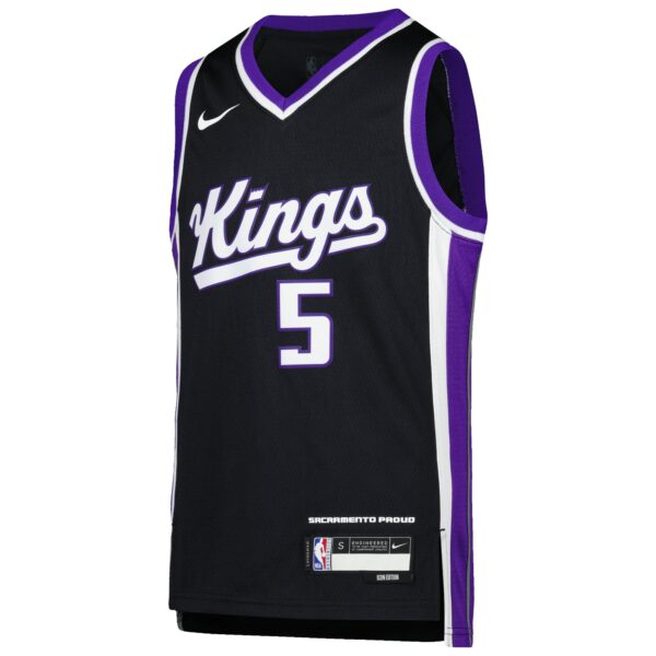 De'Aaron Fox Sacramento Kings Nike Youth Swingman Jersey - Icon Edition - Purple - Image 3