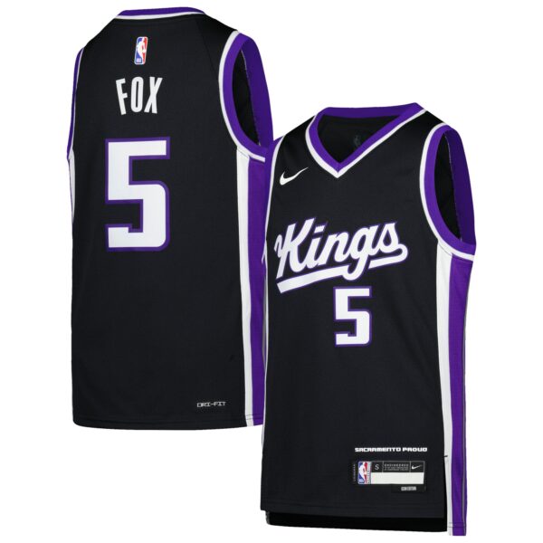 De'Aaron Fox Sacramento Kings Nike Youth Swingman Jersey - Icon Edition - Purple - Image 2