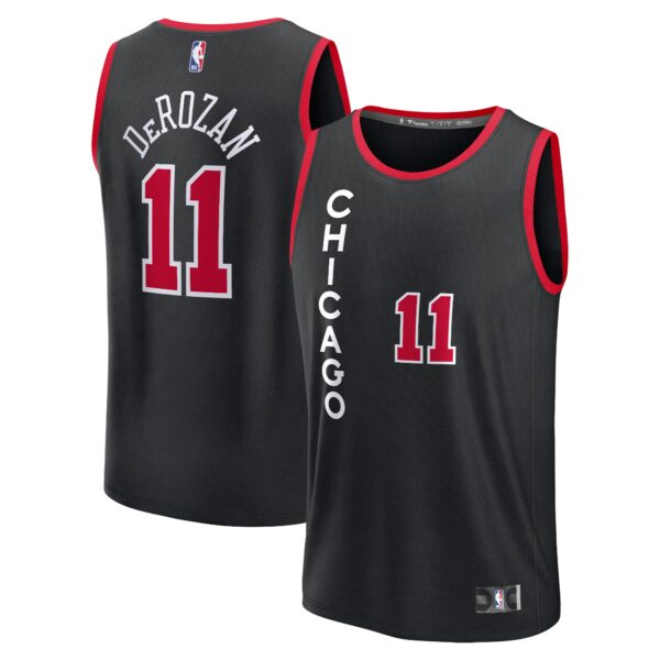 DeMar DeRozan Chicago Bulls Fanatics Fast Break Jersey - Black - City Edition - Image 2