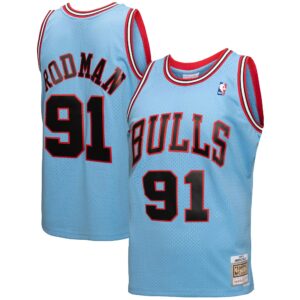 Dennis Rodman Chicago Bulls Mitchell & Ness 1997-98 Hardwood Classics Reload 3.0 Swingman Jersey - Light Blue