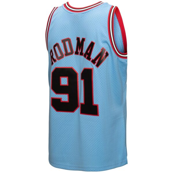 Dennis Rodman Chicago Bulls Mitchell & Ness 1997-98 Hardwood Classics Reload 3.0 Swingman Jersey - Light Blue - Image 4