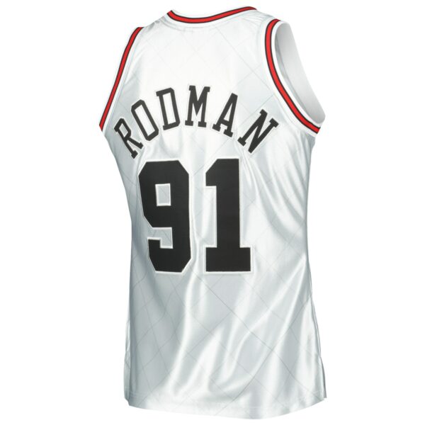 Dennis Rodman Chicago Bulls Mitchell & Ness 1997/98 Hardwood Classics 75th Anniversary Swingman Jersey - Platinum - Image 4