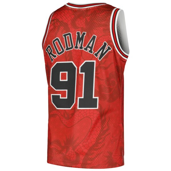 Dennis Rodman Chicago Bulls Mitchell & Ness 1997/98 Hardwood Classics Asian Heritage 6.0 Swingman Throwback Player Jersey - Red - Image 4