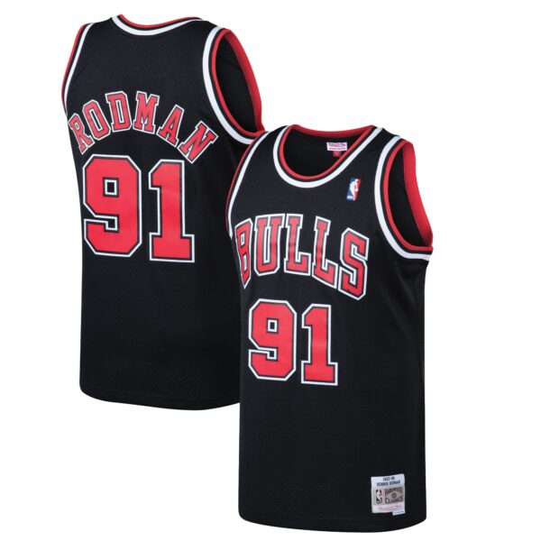 Dennis Rodman Chicago Bulls Mitchell & Ness 1997/98 Hardwood Classics Swingman Jersey - Black - Image 2
