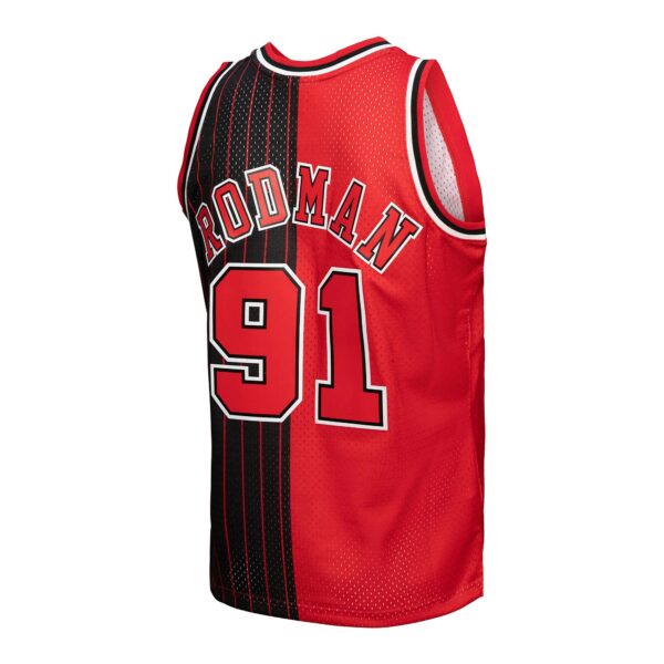 Dennis Rodman Chicago Bulls Mitchell & Ness Big & Tall Hardwood Classics 1995/96 Split Swingman Jersey - Red/Black - Image 4