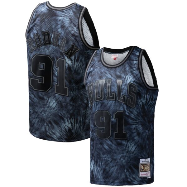 Dennis Rodman Chicago Bulls Mitchell & Ness Hardwood Classics 1995/96 Tie-Dye Swingman Jersey - Black - Image 2
