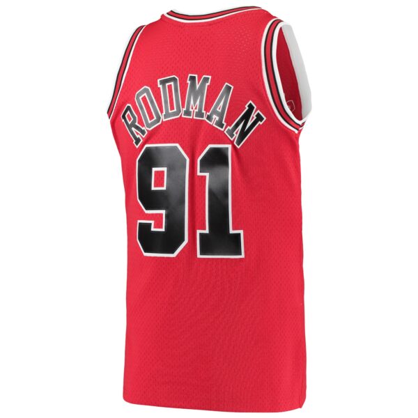 Dennis Rodman Chicago Bulls Mitchell & Ness Hardwood Classics Swingman Jersey - Red - Image 4