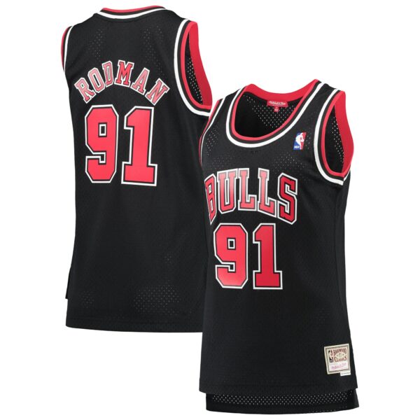 Dennis Rodman Chicago Bulls Mitchell & Ness Women's  Hardwood Classics Swingman Jersey - Black - Image 2