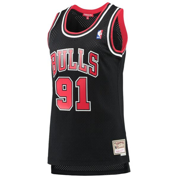 Dennis Rodman Chicago Bulls Mitchell & Ness Women's  Hardwood Classics Swingman Jersey - Black - Image 3