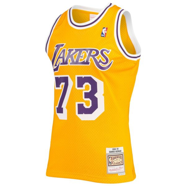 Dennis Rodman Los Angeles Lakers Mitchell & Ness Hardwood Classics Swingman Jersey - Gold - Image 3