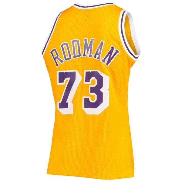 Dennis Rodman Los Angeles Lakers Mitchell & Ness Hardwood Classics Swingman Jersey - Gold - Image 4