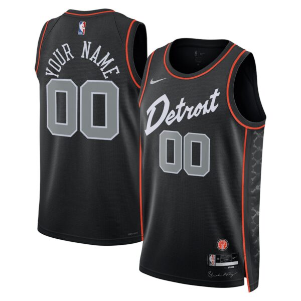 Detroit Pistons Nike Unisex 2023/24 Custom Swingman Jersey - Black - City Edition - Image 2