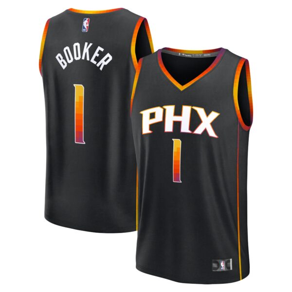 Devin Booker Phoenix Suns Fanatics Youth Fast Break Replica Player Jersey - Statement Edition - Black - Image 2