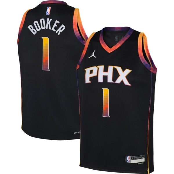 Devin Booker Phoenix Suns Jordan Brand Youth Swingman Jersey - Statement Edition - Black - Image 2