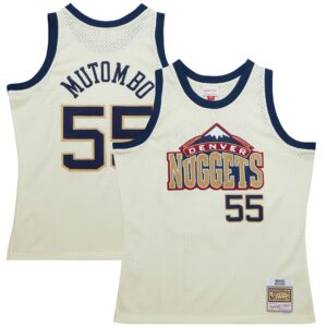 Dikembe Mutombo Denver Nuggets Mitchell & Ness Chainstitch Swingman Jersey - Cream