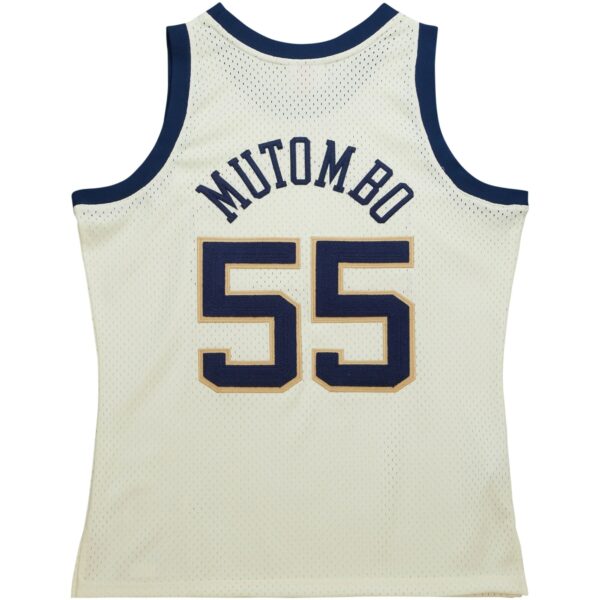 Dikembe Mutombo Denver Nuggets Mitchell & Ness Chainstitch Swingman Jersey - Cream - Image 4