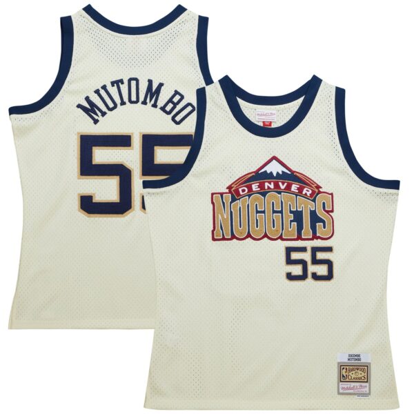 Dikembe Mutombo Denver Nuggets Mitchell & Ness Chainstitch Swingman Jersey - Cream - Image 2