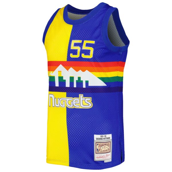 Dikembe Mutombo Denver Nuggets Mitchell & Ness Hardwood Classics 1991/92 Split Swingman Jersey - Royal/Gold - Image 3
