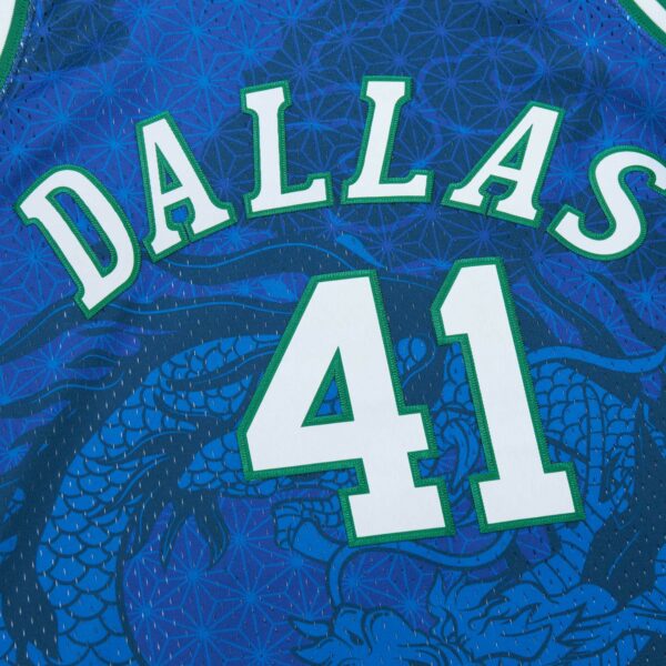 Dirk Nowitzki Dallas Mavericks Mitchell & Ness 1998-2019 Hardwood Classics Asian Heritage 6.0 Swingman Throwback Player Jersey - Blue - Image 5