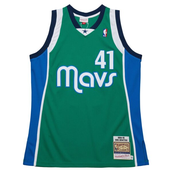 Dirk Nowitzki Dallas Mavericks Mitchell & Ness 2004/05 Hardwood Classics Authentic Jersey - Green - Image 3