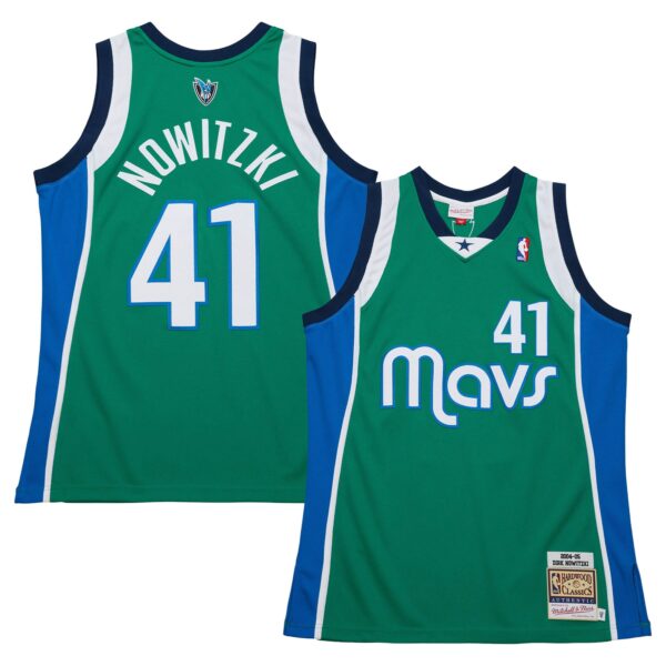 Dirk Nowitzki Dallas Mavericks Mitchell & Ness 2004/05 Hardwood Classics Authentic Jersey - Green - Image 2