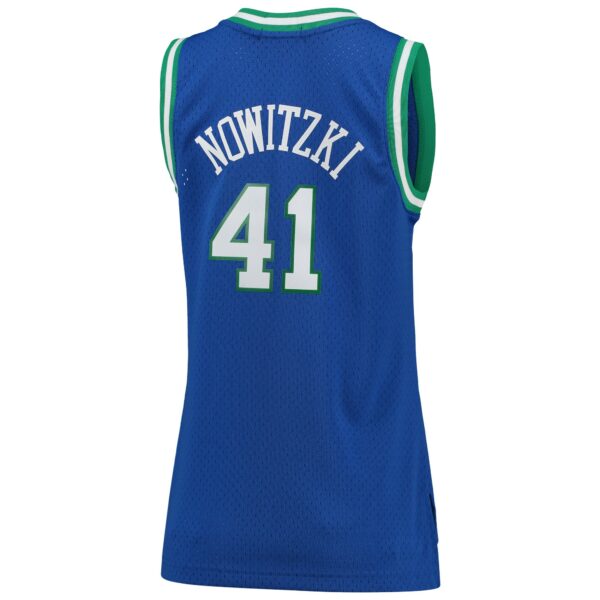 Dirk Nowitzki Dallas Mavericks Mitchell & Ness Women's  Hardwood Classics Swingman Jersey - Blue - Image 4