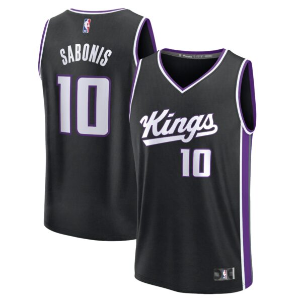 Domantas Sabonis Sacramento Kings Fanatics Fast Break Replica Jersey - Icon Edition - Black - Image 2