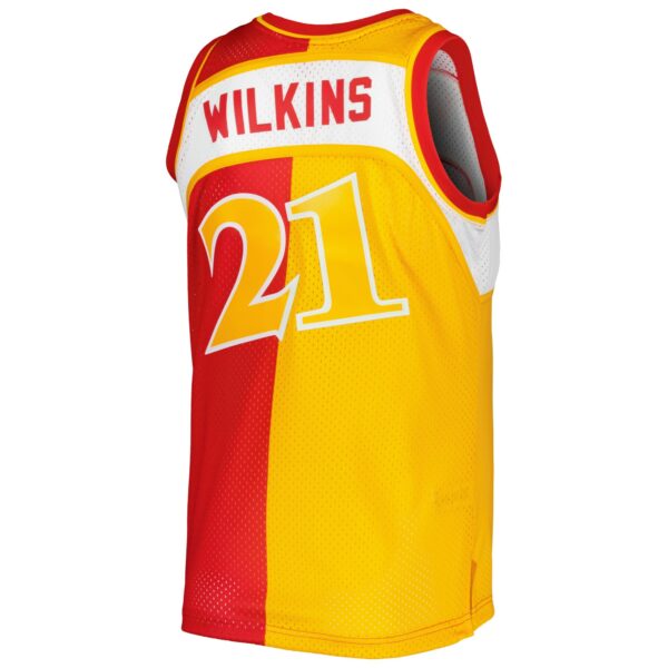 Dominique Wilkins Atlanta Hawks Mitchell & Ness Hardwood Classics 1986/87 Split Swingman Jersey - Yellow/Red - Image 4