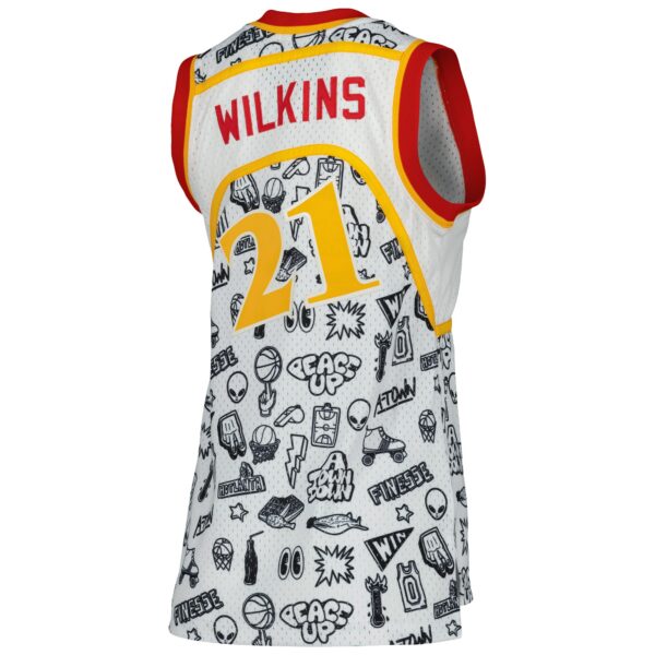 Dominique Wilkins Atlanta Hawks Mitchell & Ness Women's 1986 Doodle Swingman Jersey - White - Image 4