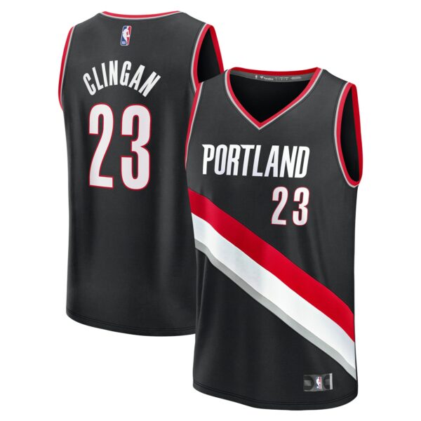 Donovan Clingan Portland Trail Blazers Fanatics 2024 NBA Draft Fast Break Player Jersey - Icon Edition - Black - Image 2