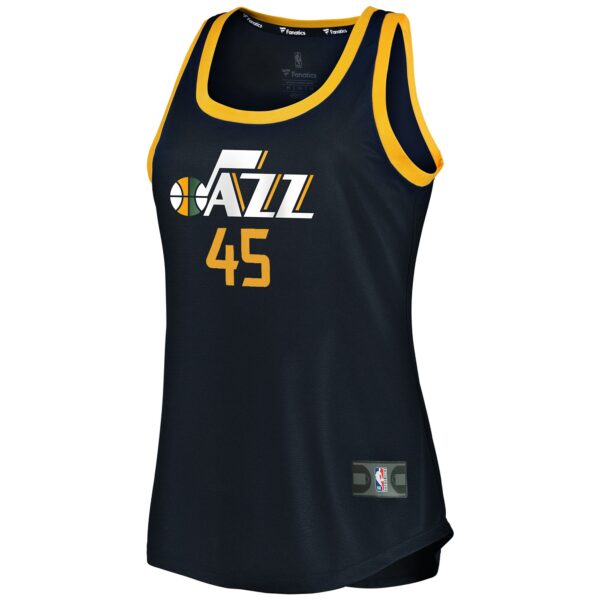Donovan Mitchell Utah Jazz Fanatics Women's Fast Break Team Tank Jersey - Icon Edition - Navy - Image 3