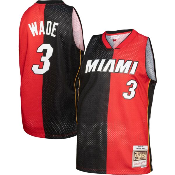 Dwyane Wade Miami Heat Mitchell & Ness Hardwood Classics 2005/06 Split Swingman Jersey - Black/Red - Image 2