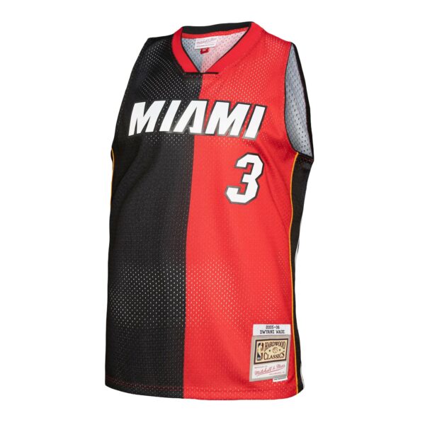 Dwyane Wade Miami Heat Mitchell & Ness Hardwood Classics 2005/06 Split Swingman Jersey - Black/Red - Image 3