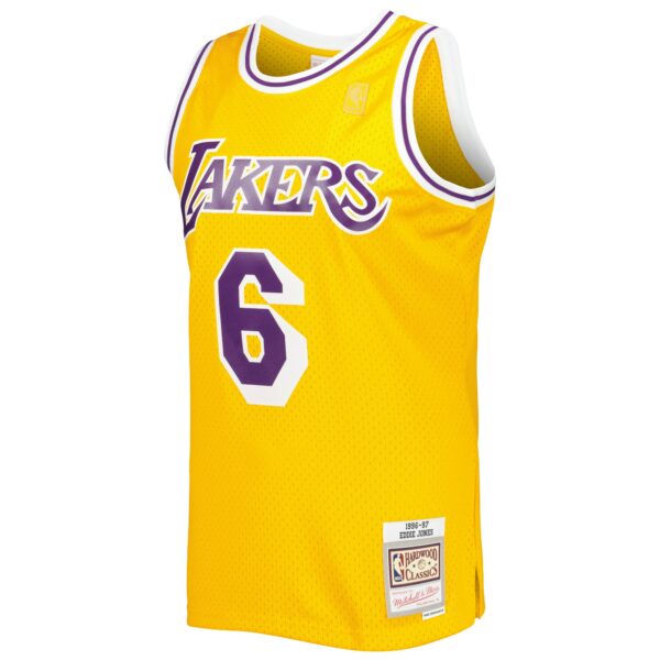 Eddie Jones Los Angeles Lakers Mitchell & Ness 1996/97 Hardwood Classics Swingman Jersey - Gold - Image 3