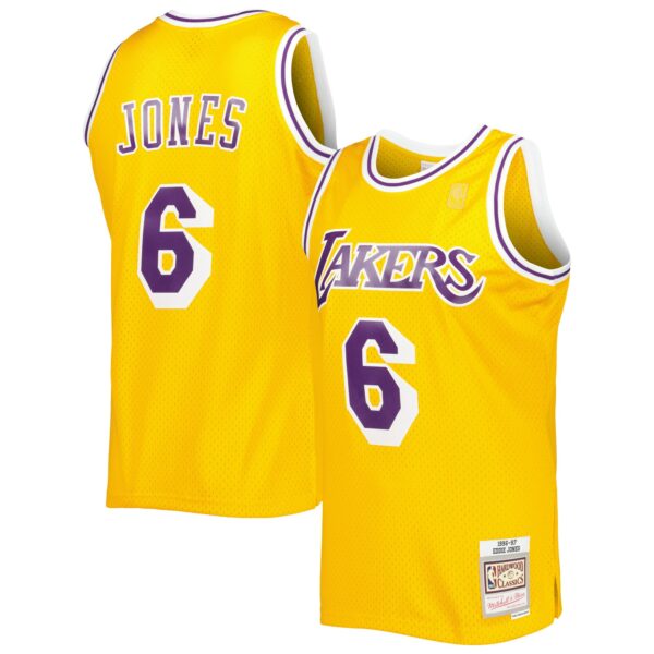 Eddie Jones Los Angeles Lakers Mitchell & Ness 1996/97 Hardwood Classics Swingman Jersey - Gold - Image 2