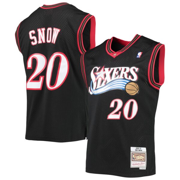 Eric Snow Philadelphia 76ers Mitchell & Ness 2000/01 Hardwood Classics Swingman Jersey - Black - Image 2