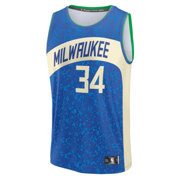 Giannis Antetokounmpo Milwaukee Bucks Fanatics Fast Break Jersey - Royal - City Edition - Image 3