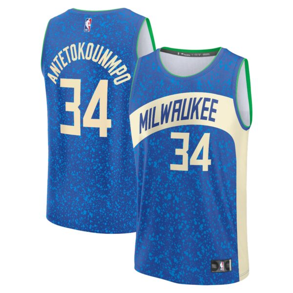 Giannis Antetokounmpo Milwaukee Bucks Fanatics Fast Break Jersey - Royal - City Edition - Image 2