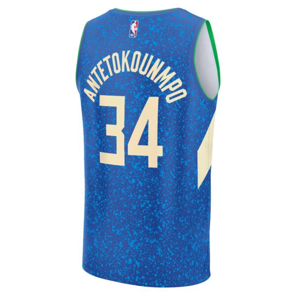 Giannis Antetokounmpo Milwaukee Bucks Fanatics Fast Break Jersey - Royal - City Edition - Image 4