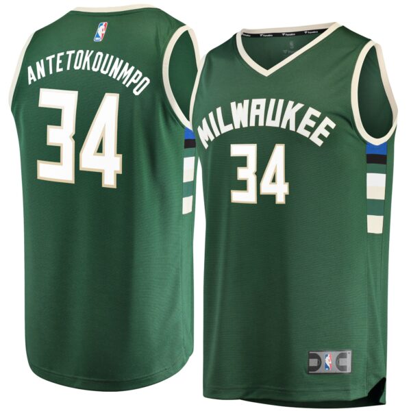 Giannis Antetokounmpo Milwaukee Bucks Fanatics Fast Break Replica Jersey Green - Icon Edition - Image 2