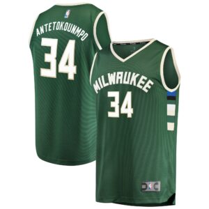 Giannis Antetokounmpo Milwaukee Bucks Fanatics Fast Break Replica Jersey Green - Icon Edition