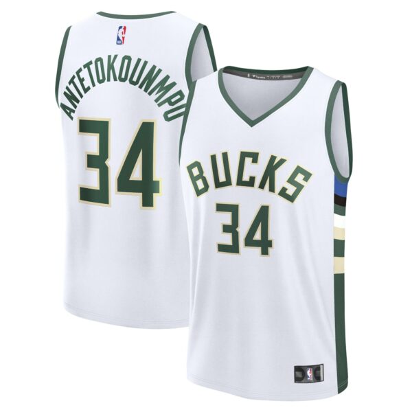 Giannis Antetokounmpo Milwaukee Bucks Fanatics Fast Break Replica Player Jersey - Association Edition - White - Image 2