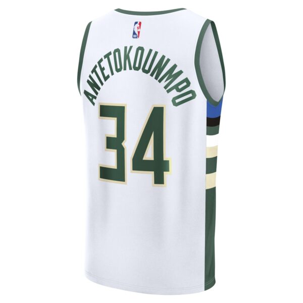 Giannis Antetokounmpo Milwaukee Bucks Fanatics Fast Break Replica Player Jersey - Association Edition - White - Image 4