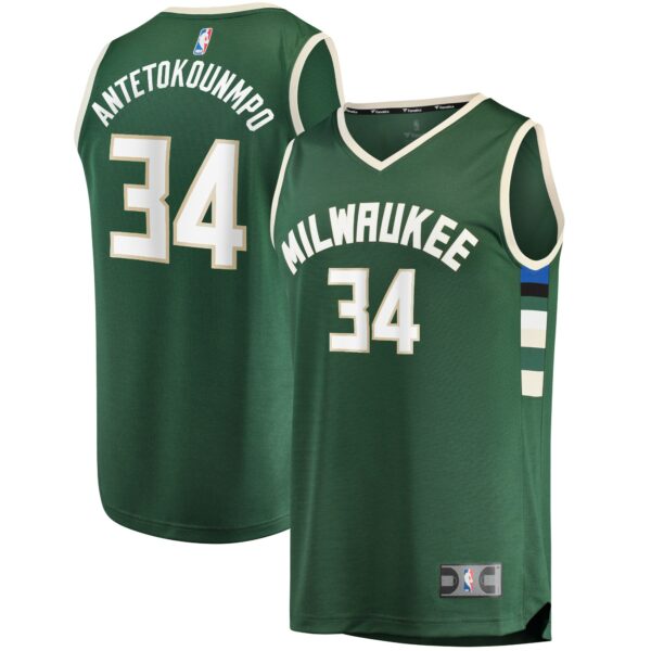 Giannis Antetokounmpo Milwaukee Bucks Fanatics Fast Break Replica Player Jersey - Icon Edition - Hunter Green - Image 2