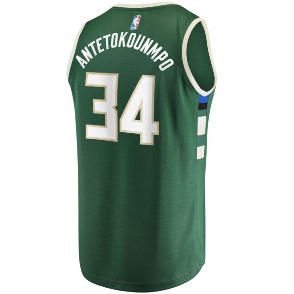 Giannis Antetokounmpo Milwaukee Bucks Fanatics Fast Break Replica Player Jersey - Icon Edition - Hunter Green - Image 4