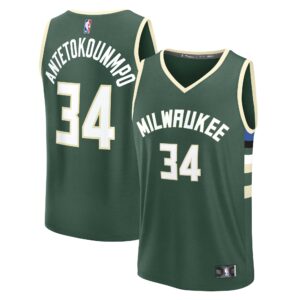 Giannis Antetokounmpo Milwaukee Bucks Fanatics Fast Break Replica Player Jersey - Icon Edition - Hunter Green