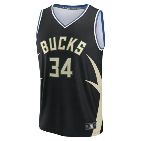 Giannis Antetokounmpo Milwaukee Bucks Fanatics Fast Break Replica Player Jersey - Statement Edition - Black - Image 3