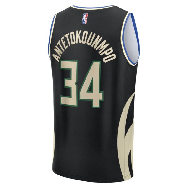 Giannis Antetokounmpo Milwaukee Bucks Fanatics Fast Break Replica Player Jersey - Statement Edition - Black - Image 4