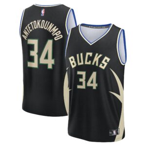 Giannis Antetokounmpo Milwaukee Bucks Fanatics Fast Break Replica Player Jersey - Statement Edition - Black