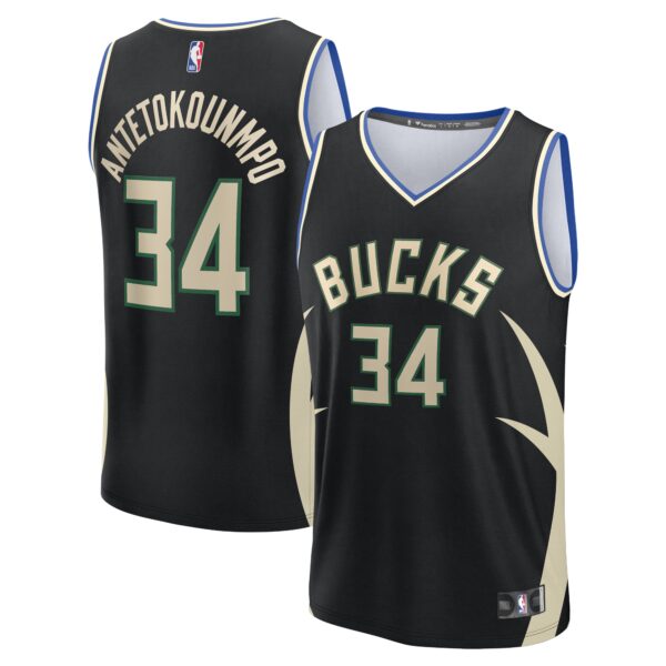 Giannis Antetokounmpo Milwaukee Bucks Fanatics Fast Break Replica Player Jersey - Statement Edition - Black